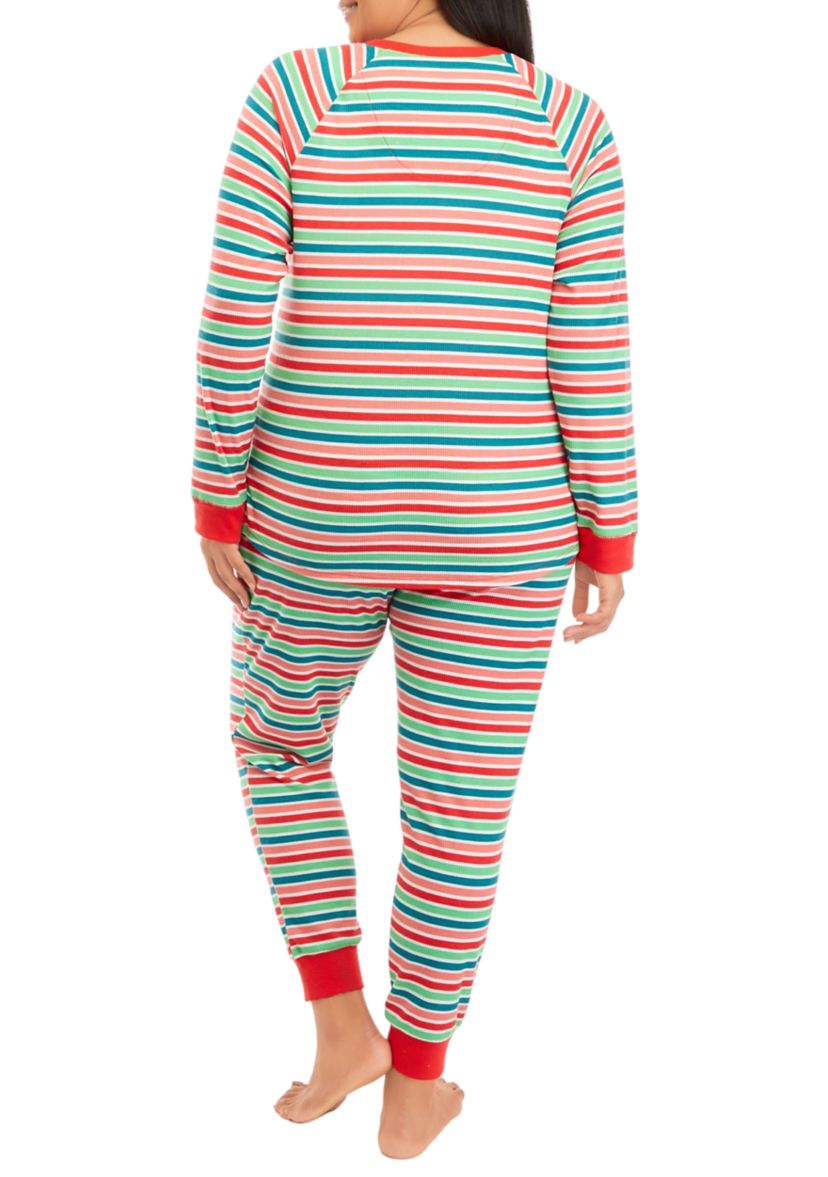 Plus Size Merry Multi Stripe Henley Sleep Shirt