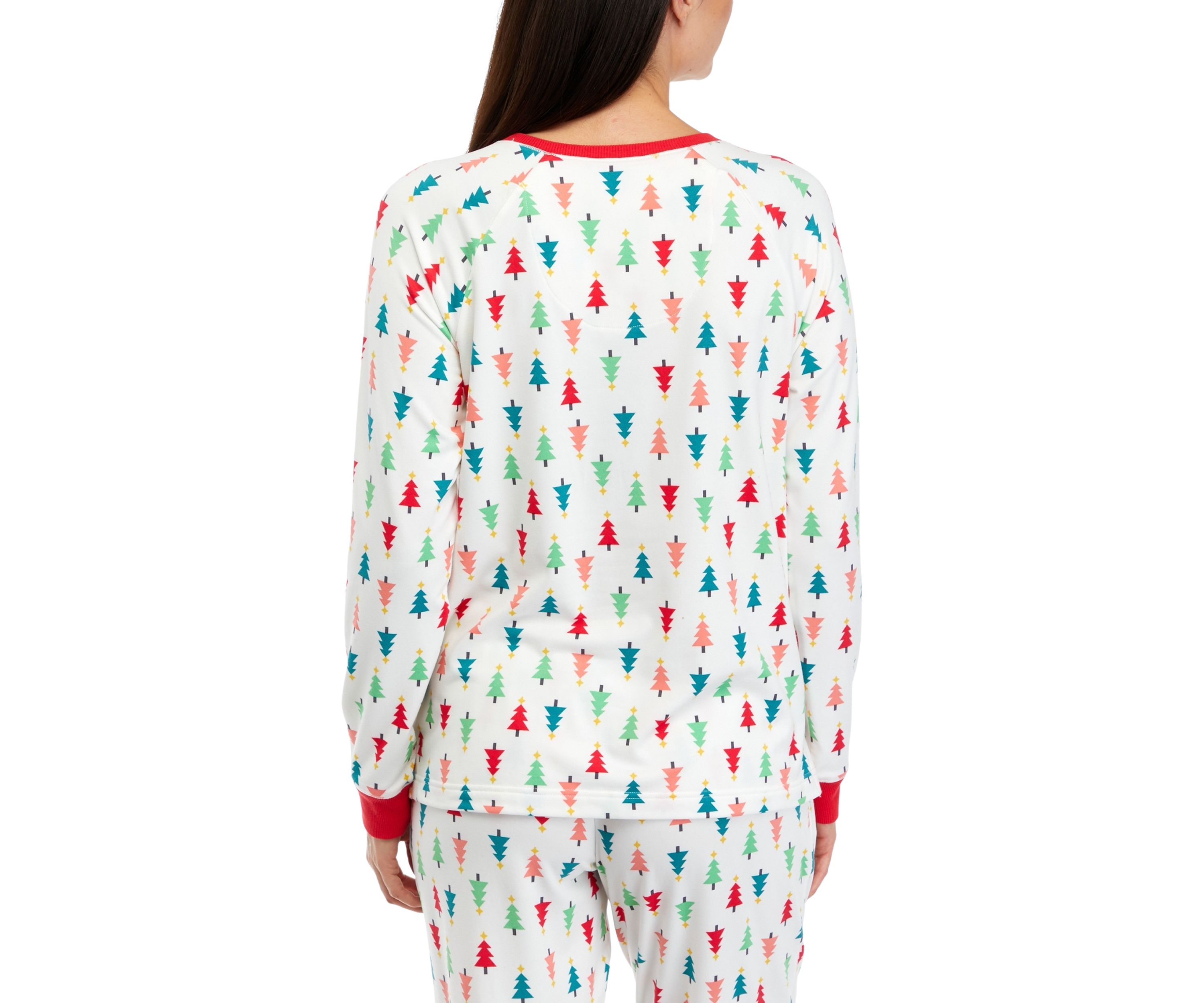 Womens Merry Multi Trees Long Sleeve Crew Neck Pajama Shirt