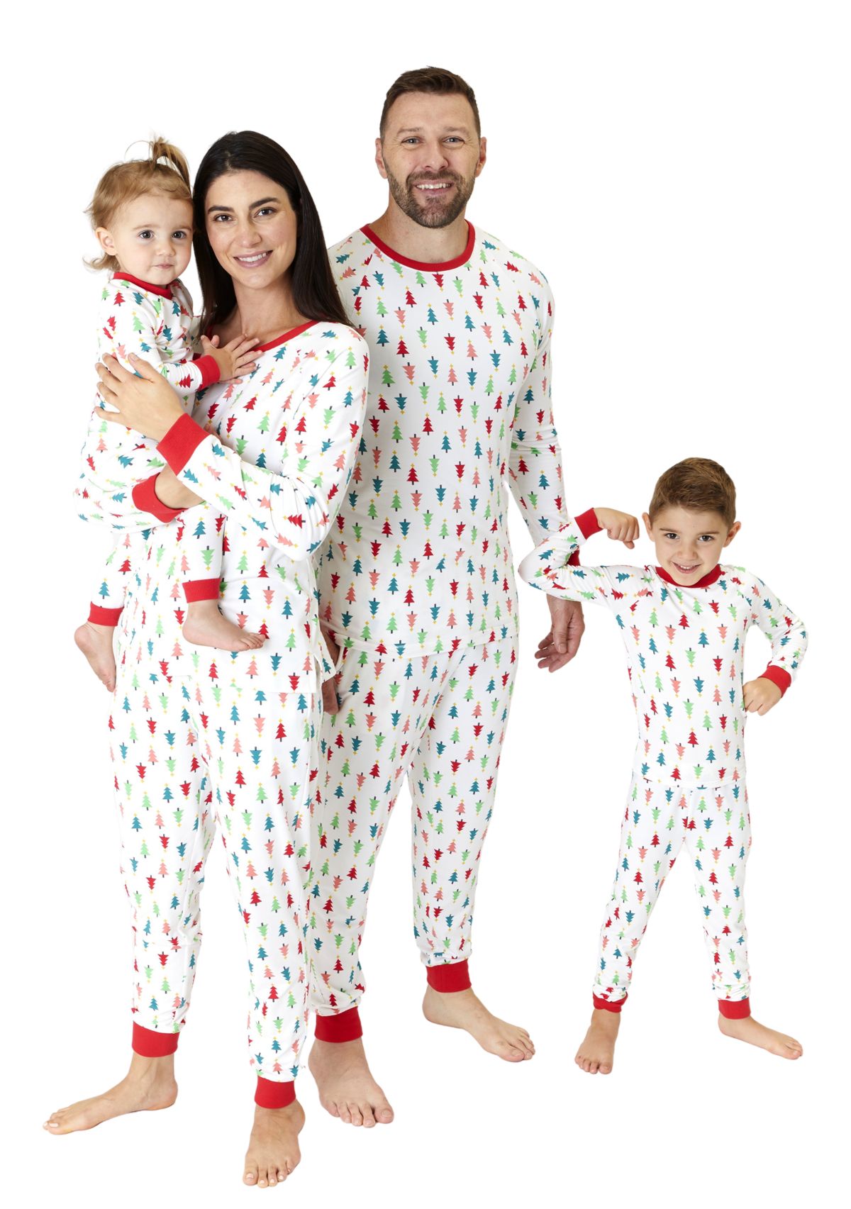 Womens Merry Multi Trees Long Sleeve Crew Neck Pajama Shirt