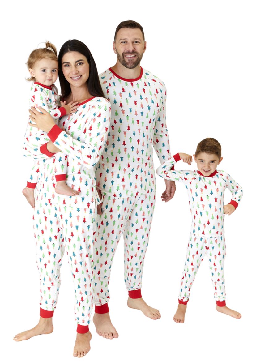 Womens Merry Multi Trees Long Sleeve Crew Neck Pajama Shirt