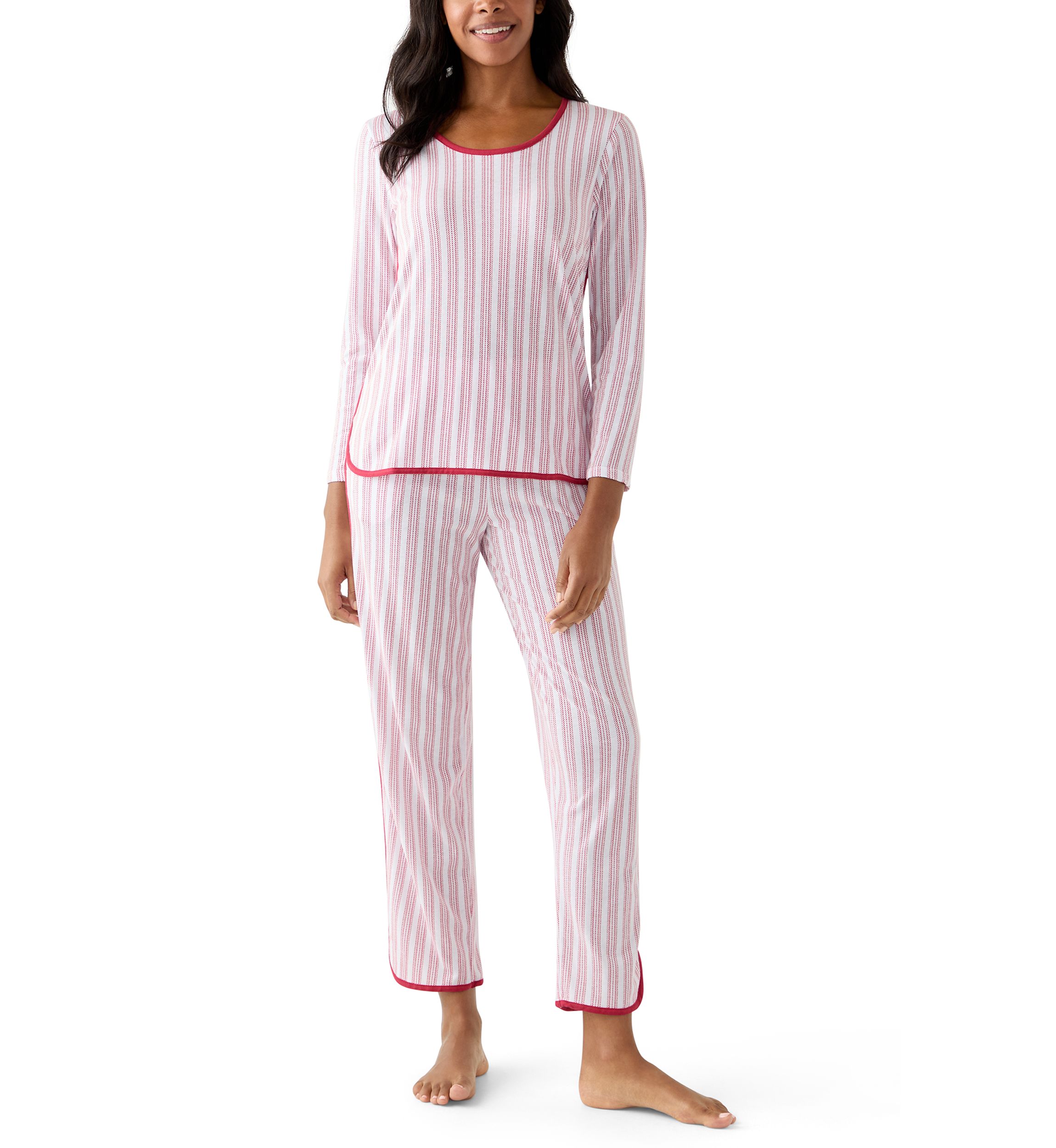 Womens Red Stripe Pajama Set
