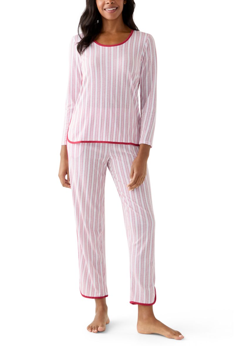 Womens Red Stripe Pajama Set