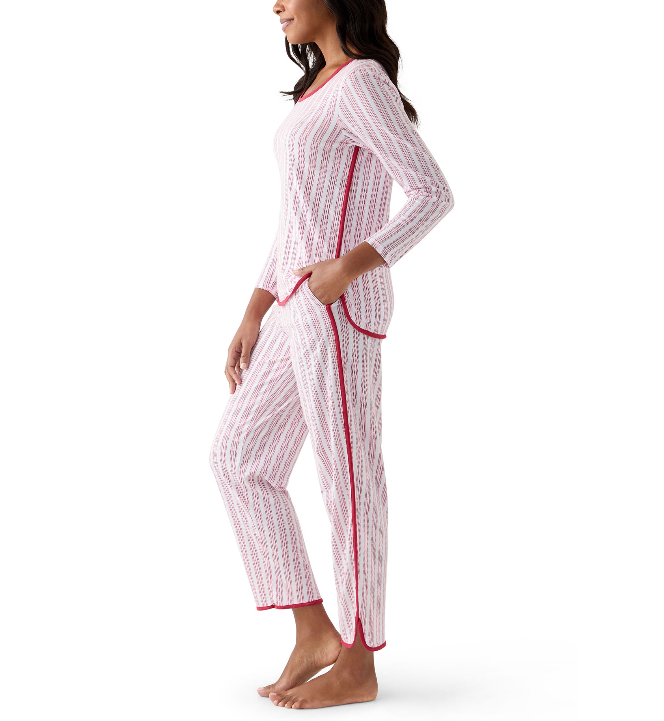 Womens Red Stripe Pajama Set