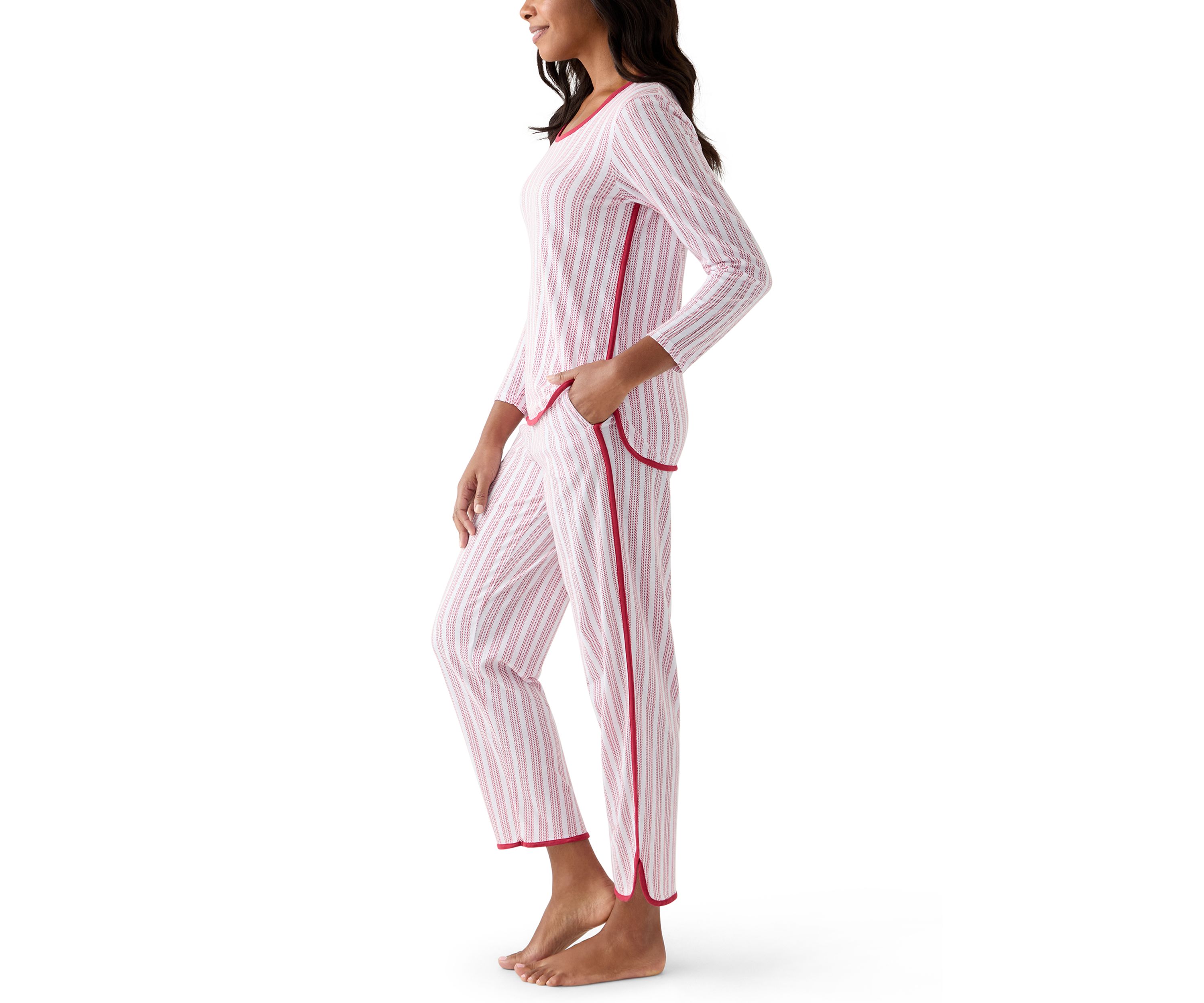 Womens Red Stripe Pajama Set