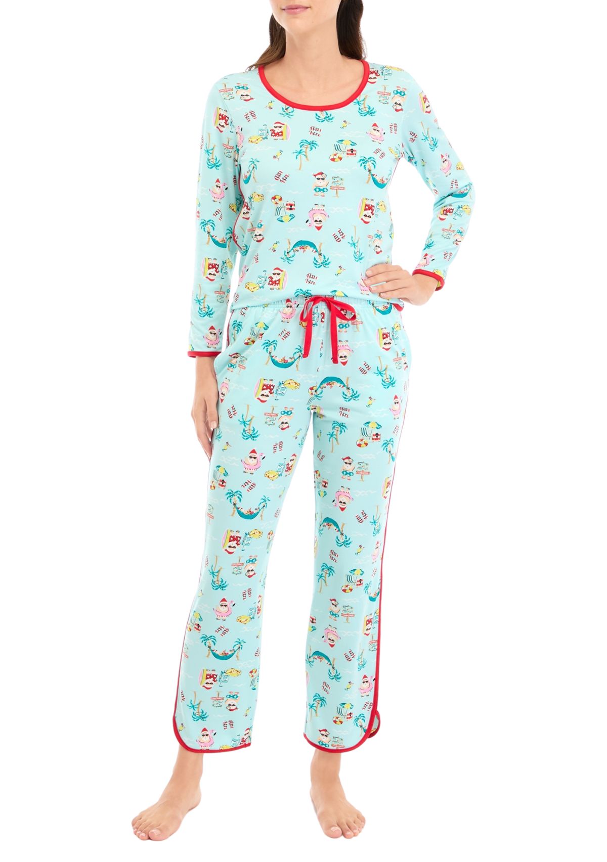 Womens Beachy Christmas Pajama Set