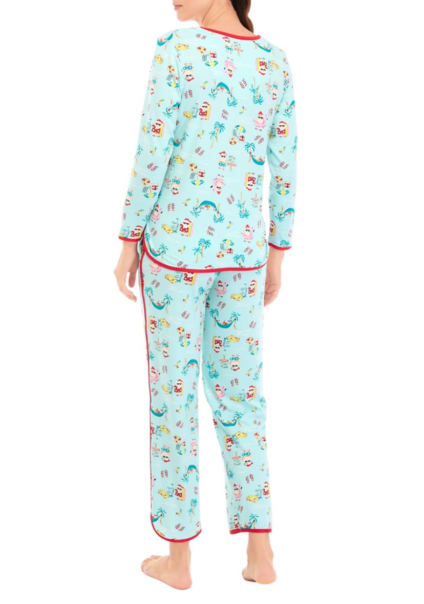 Womens Beachy Christmas Pajama Set