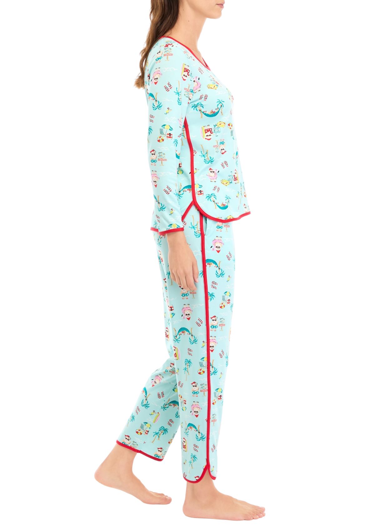 Womens Beachy Christmas Pajama Set