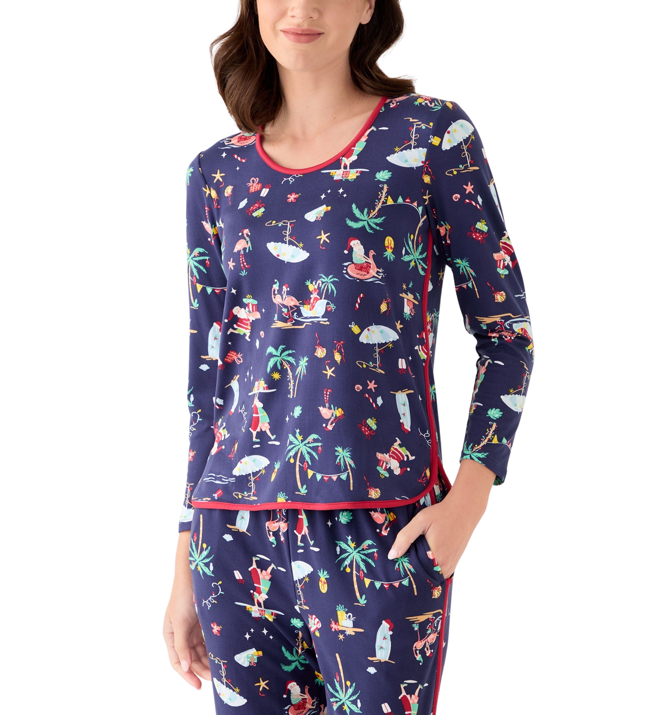 Womens Beachy Christmas Pajama Set