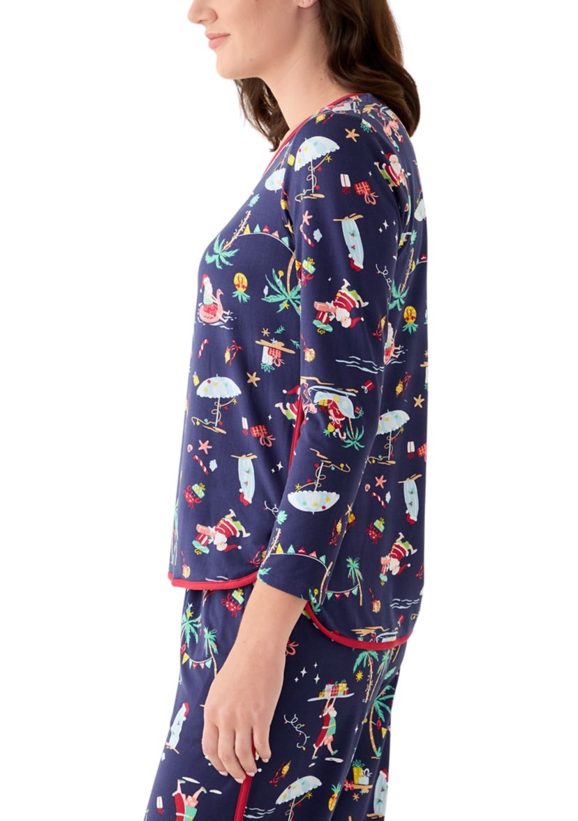 Womens Beachy Christmas Pajama Set
