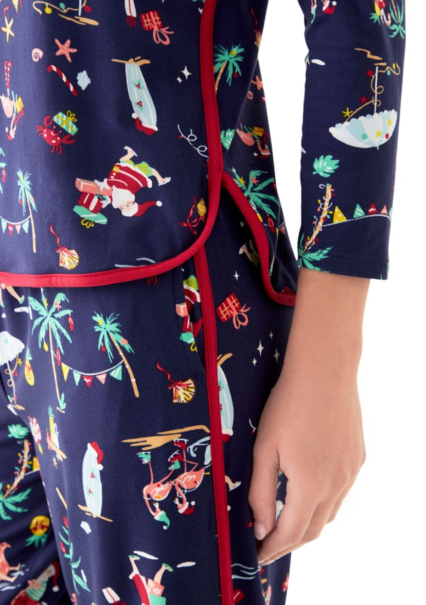 Womens Beachy Christmas Pajama Set