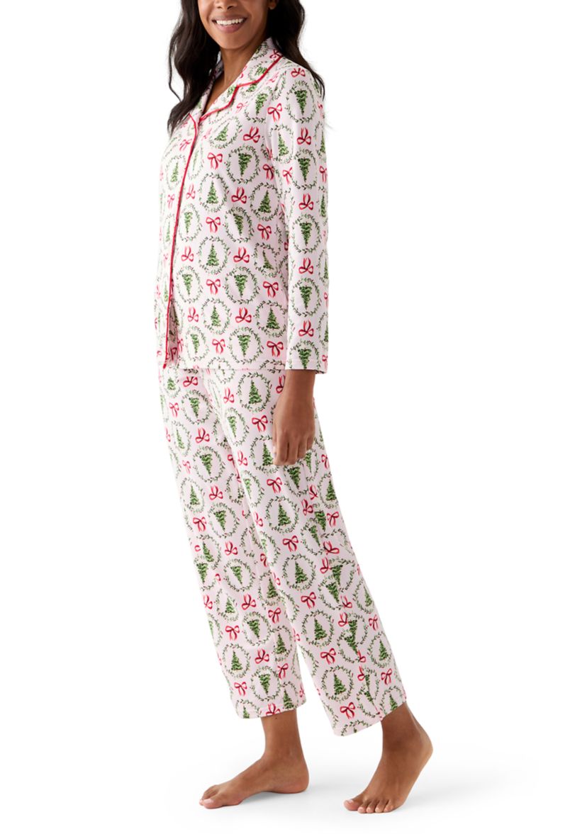 Womens Bow & Wreath Pajama Set