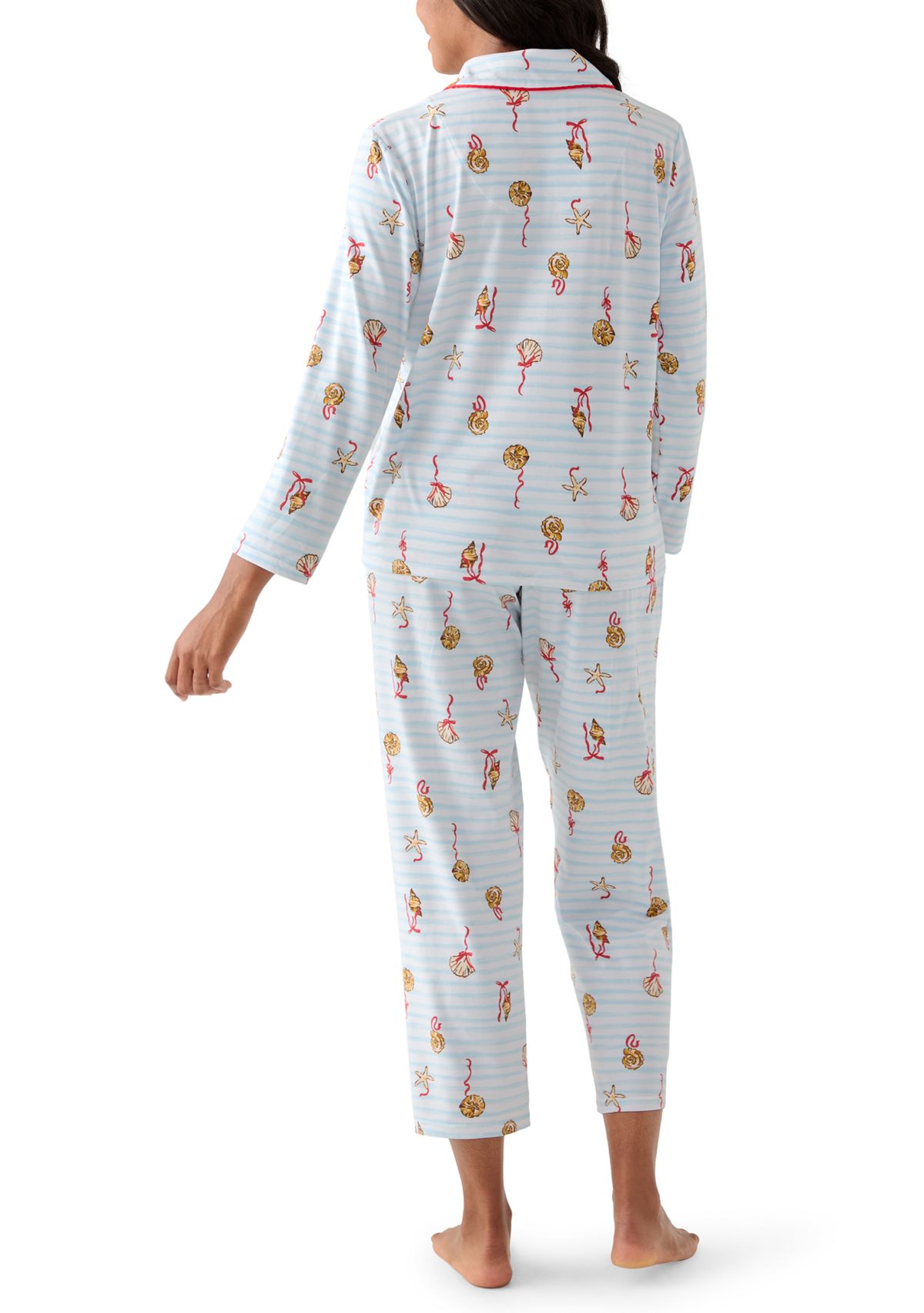 Women’s Shell Stripe Notch Pajama Set 