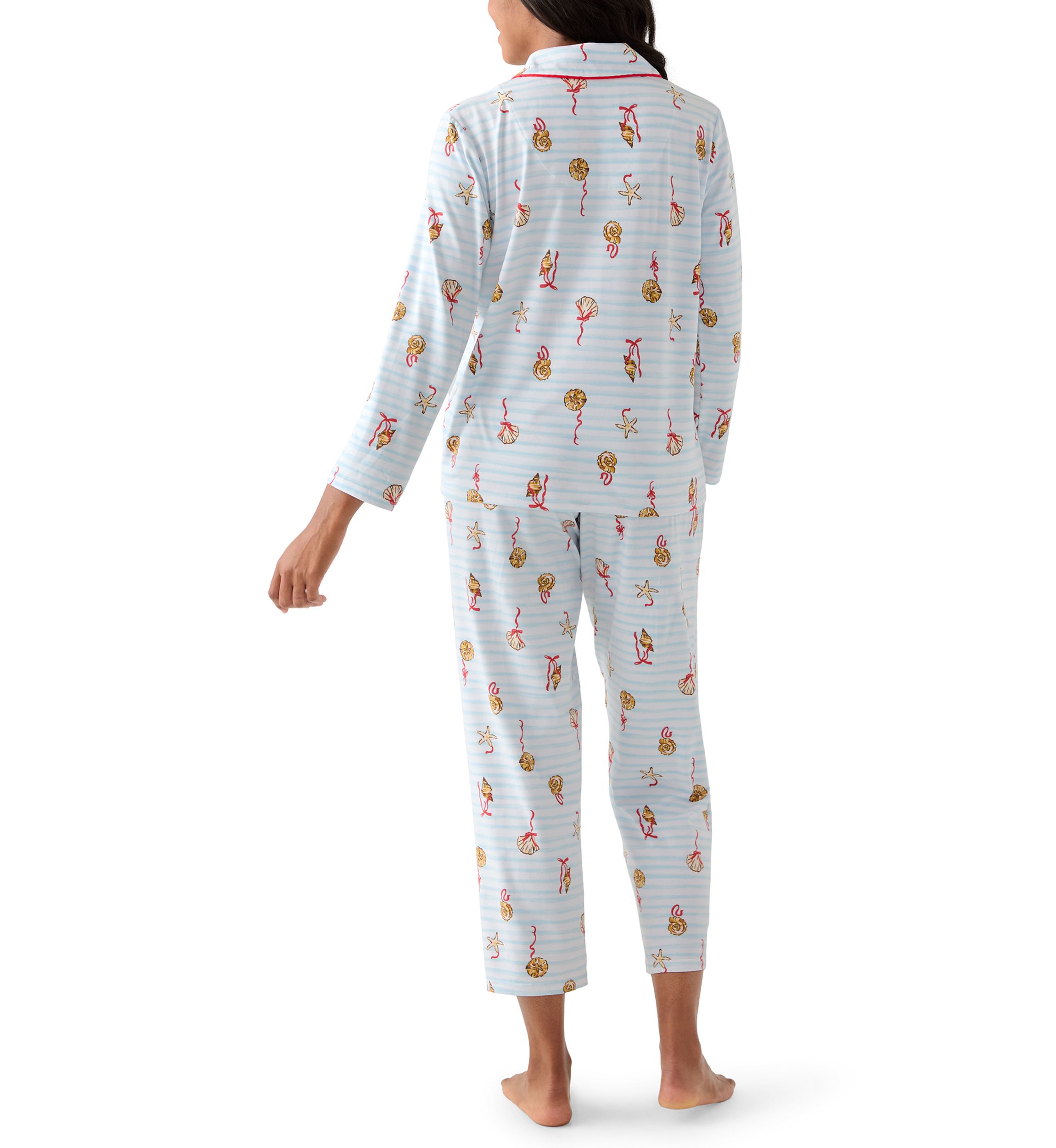 Women’s Shell Stripe Notch Pajama Set 