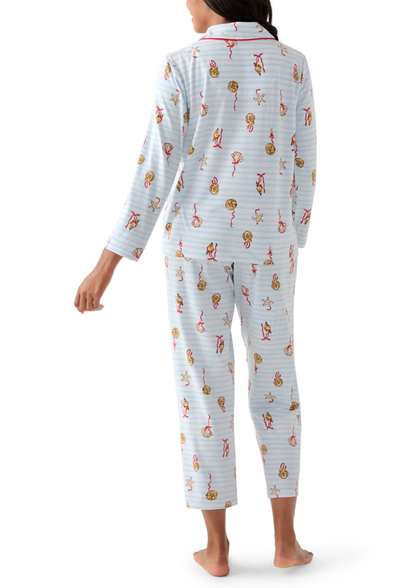 Women’s Shell Stripe Notch Pajama Set 
