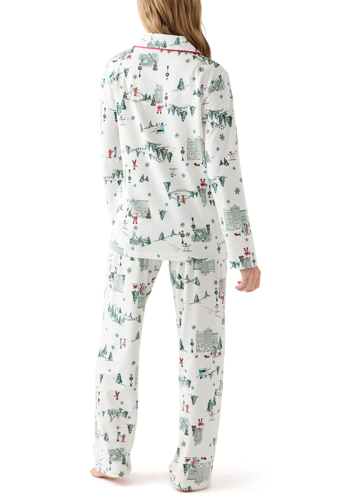 Womens Winter Village Notch Collar Pajama Set 