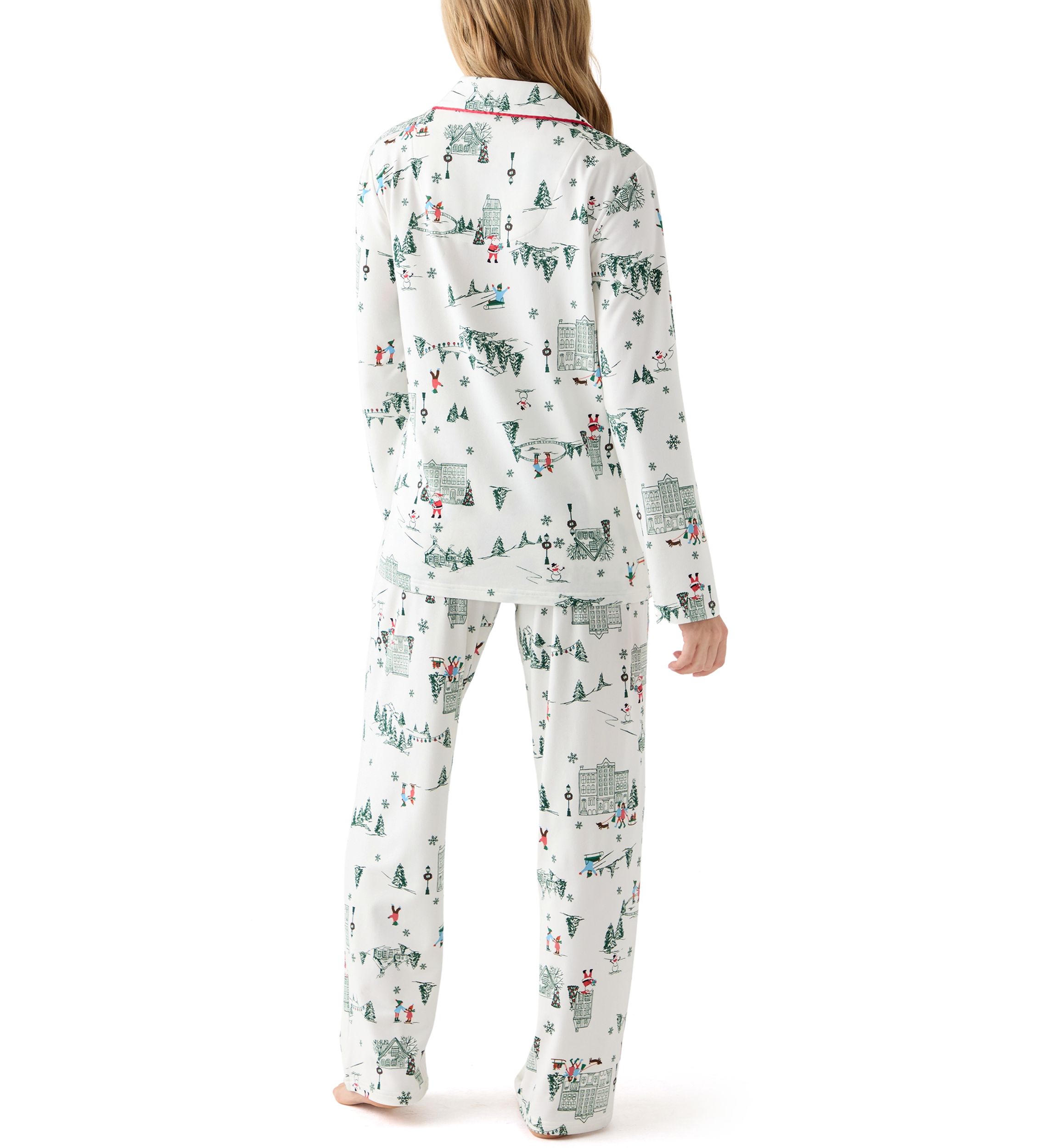 Womens Winter Village Notch Collar Pajama Set 