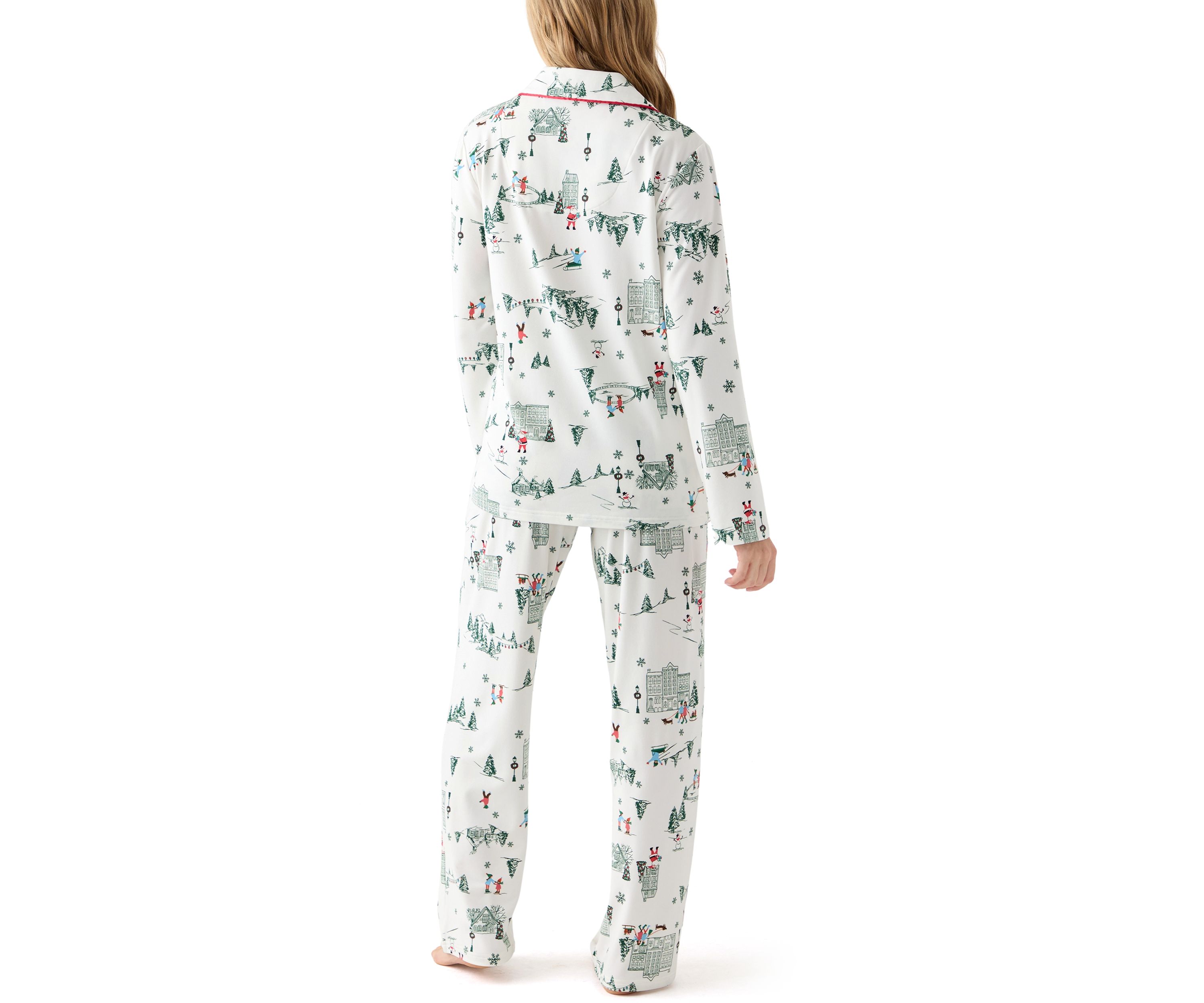 Womens Winter Village Notch Collar Pajama Set 