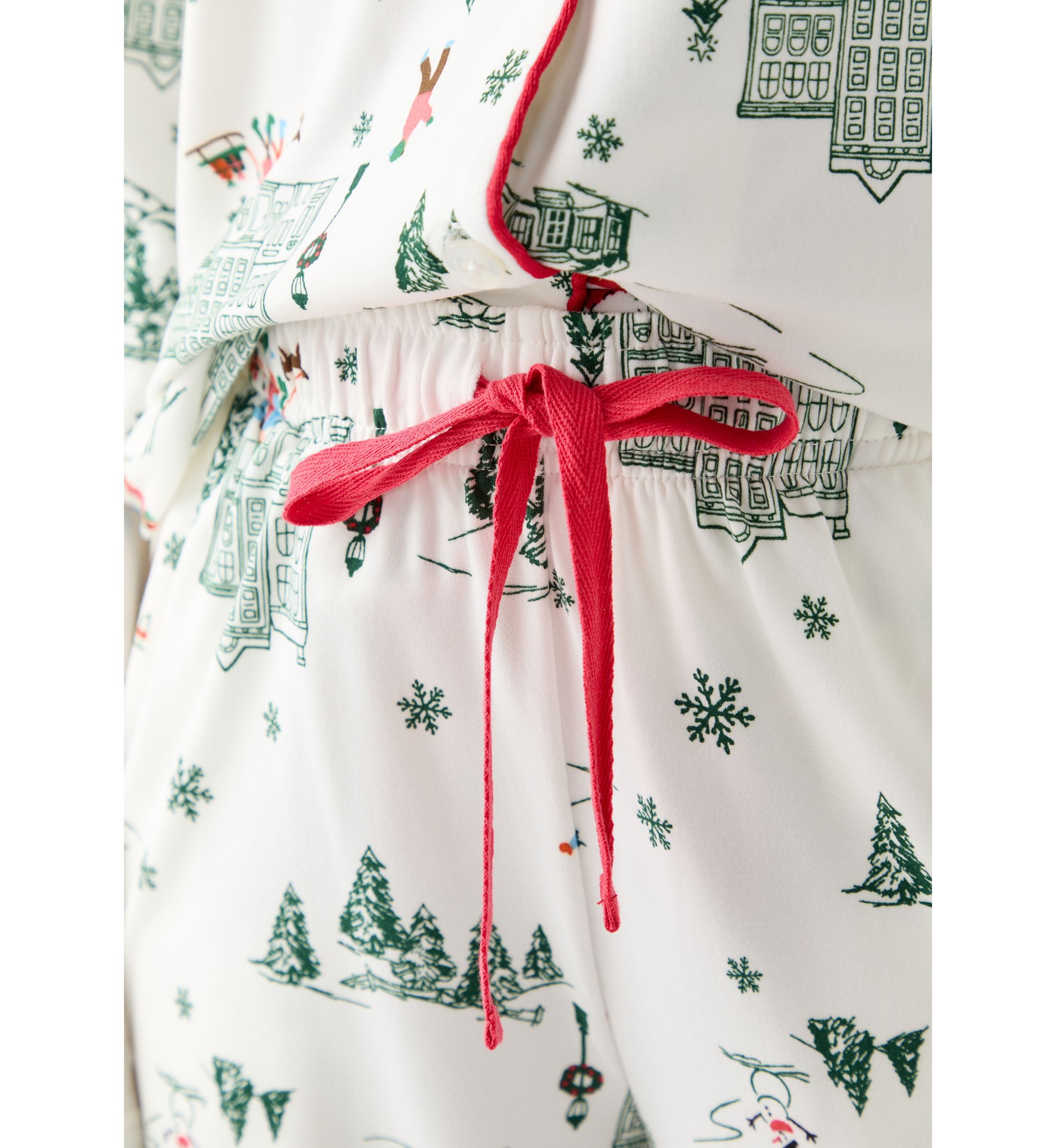 Womens Winter Village Notch Collar Pajama Set 