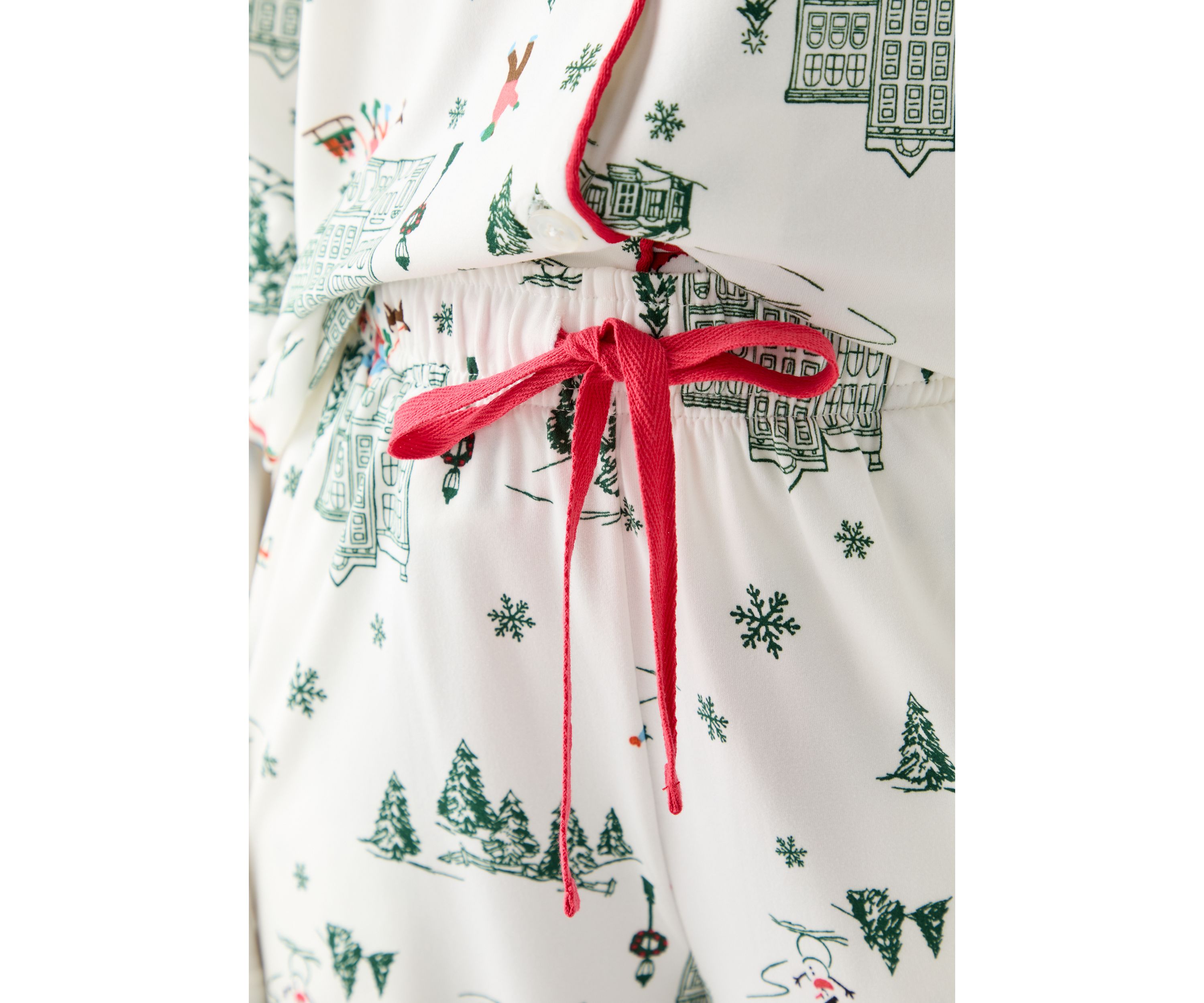 Womens Winter Village Notch Collar Pajama Set 