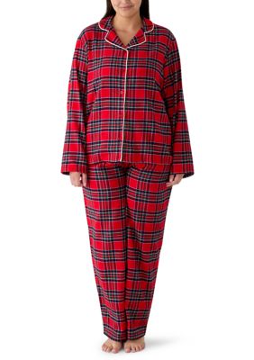 PAJAMARAMA Women's Plus Size Christmas Plaid Notch Pajama Set, 3X
