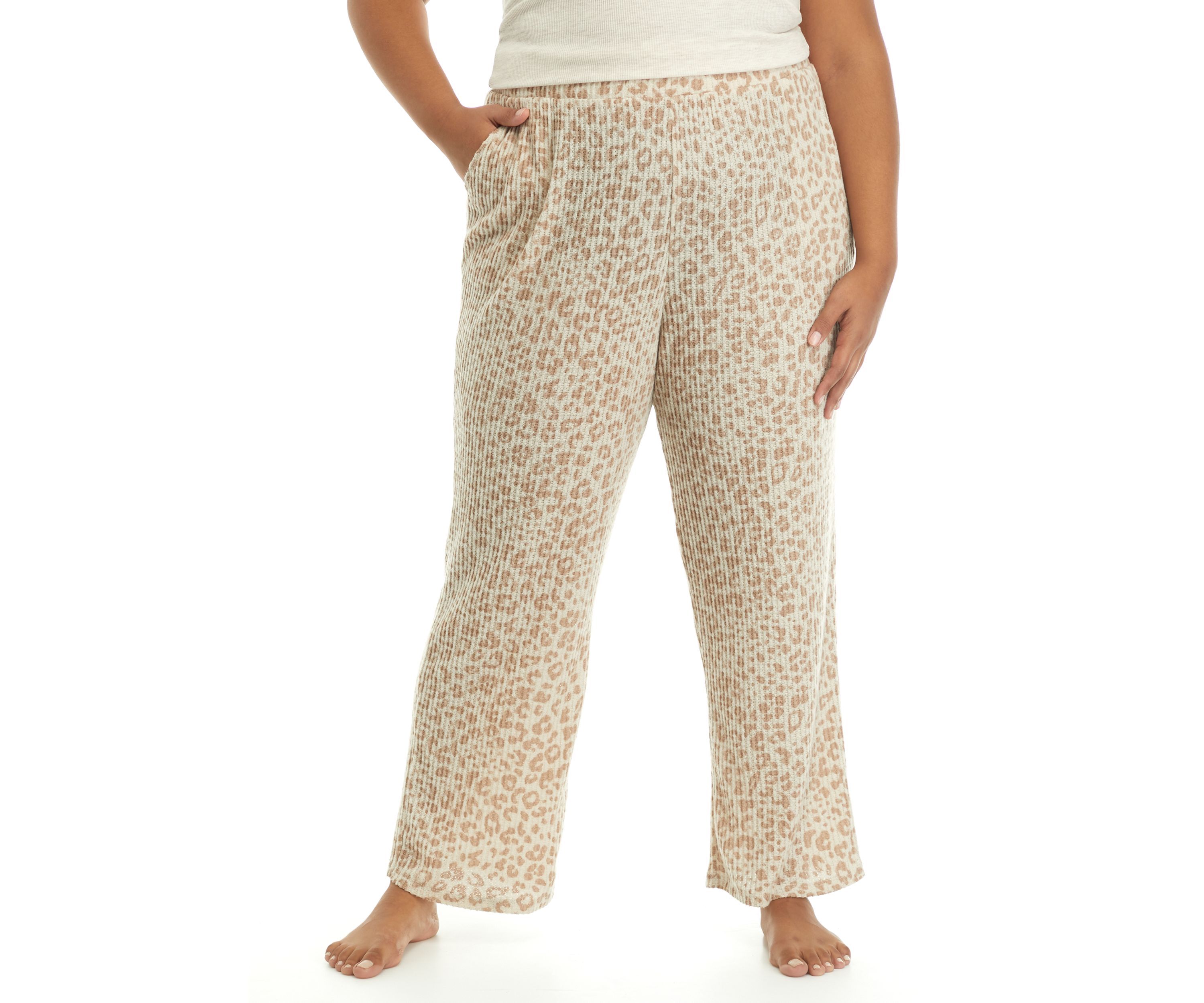 Plus Size Waffle Knit Hacci Pajama Pants 
