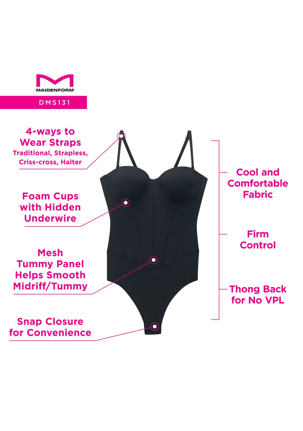 Firm Control Tummy Shaping Multiway Thong Bodysuit