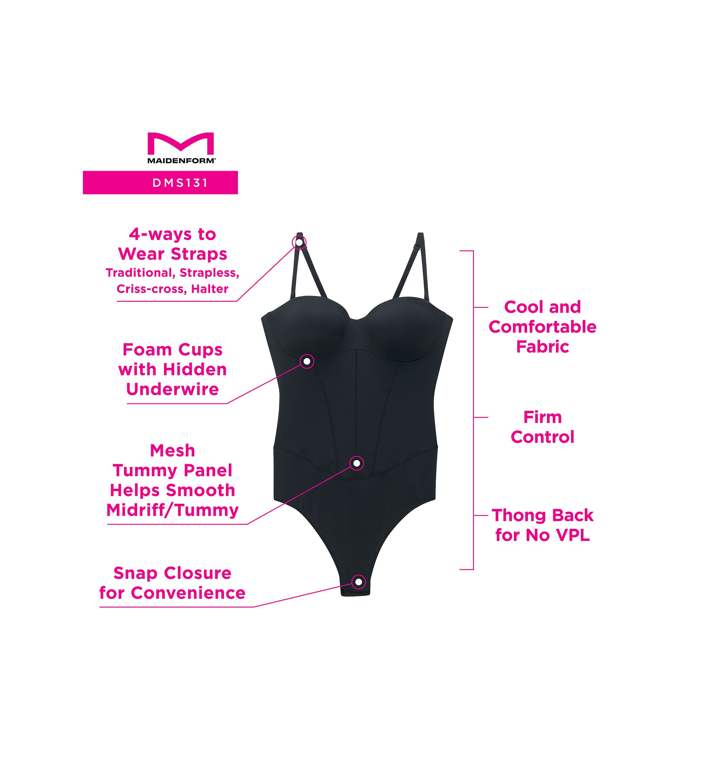 Firm Control Tummy Shaping Multiway Thong Bodysuit