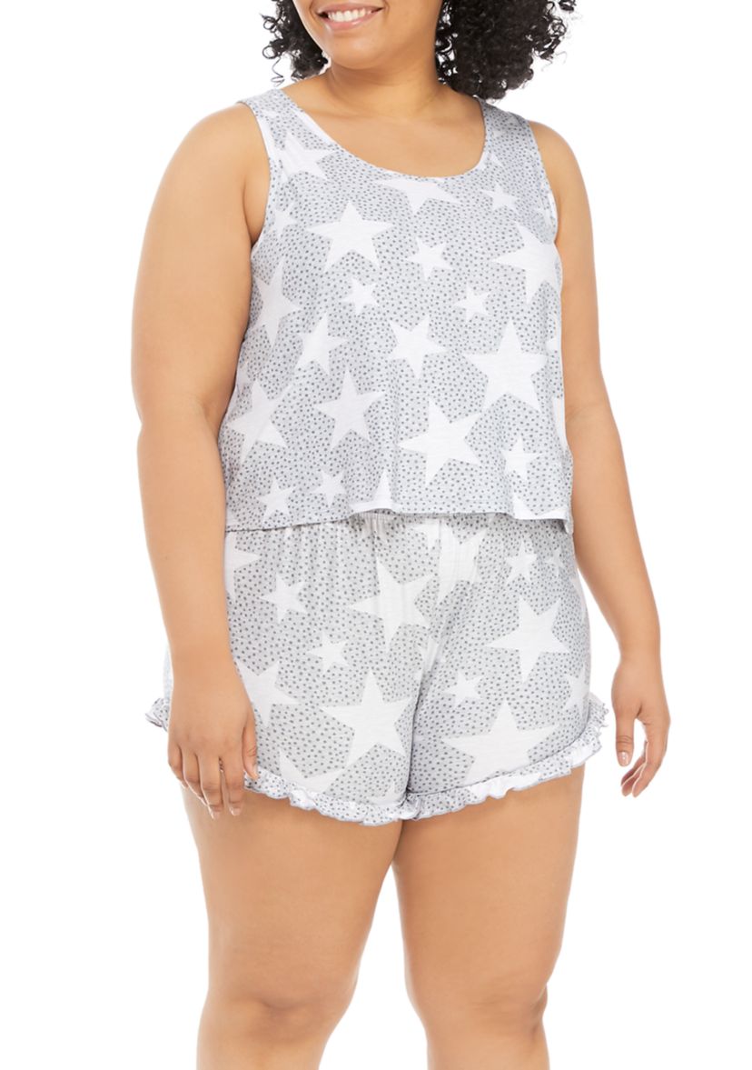 Plus Size Printed Tank and Shorts Sleep Set