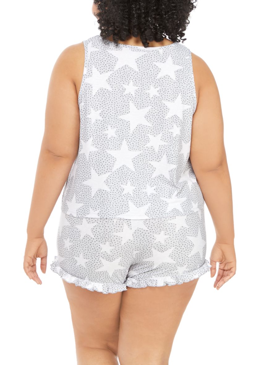 Plus Size Printed Tank and Shorts Sleep Set