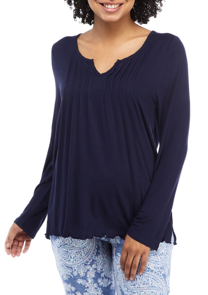 Lettuce Hem Pintuck Sleep Top