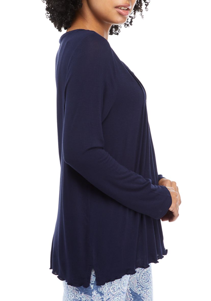Lettuce Hem Pintuck Sleep Top