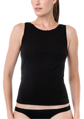 Elita Women's Cotton Camisole-High Neckline, Black, XL