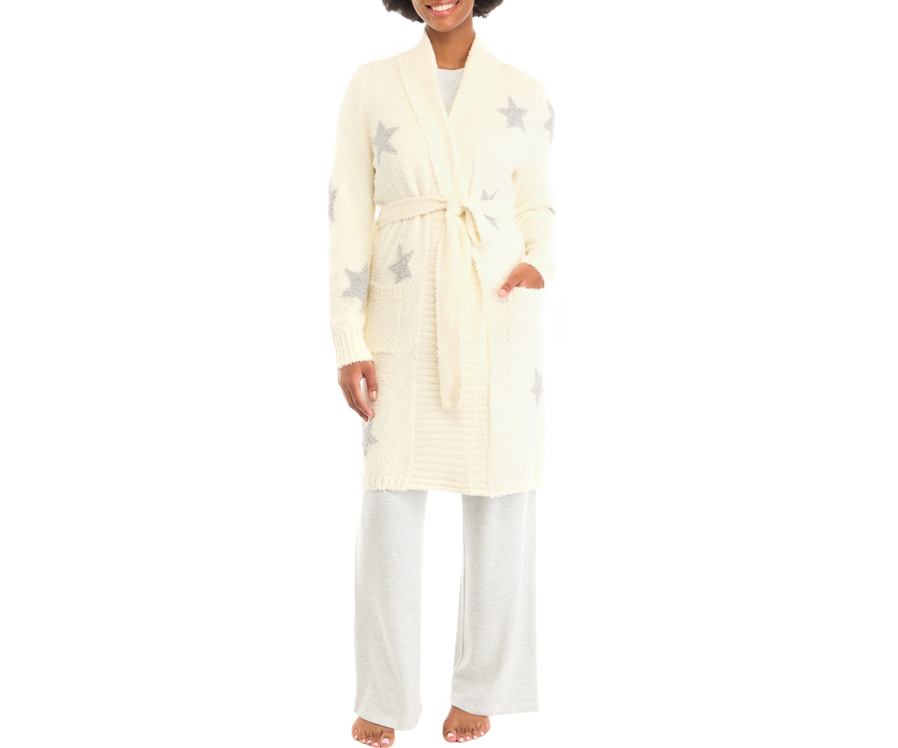 Printed Long Sleeve Teddy Robe