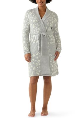 OLIVE + OAK Women's Knee Length Teddy Robe, Grey, XL