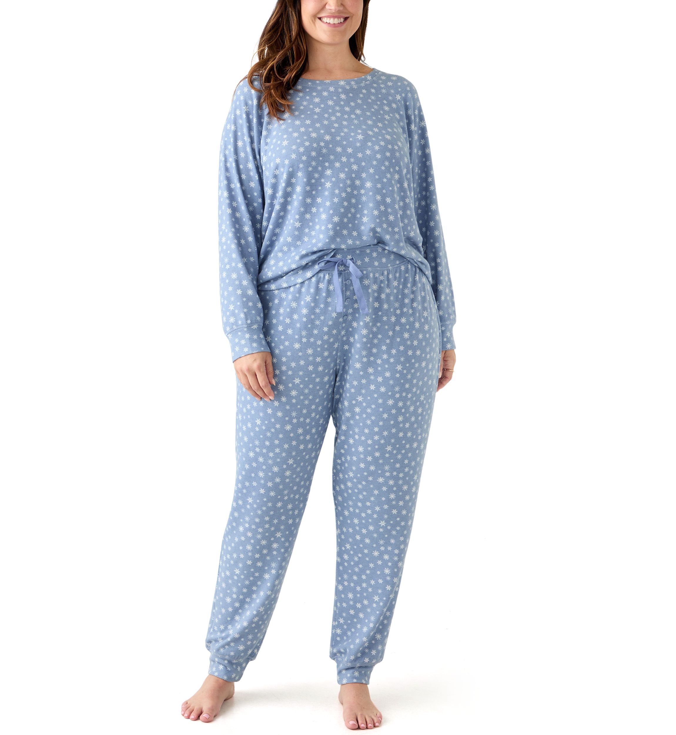 Plus Size Long Sleeve Brushed Knit Pajama Set 