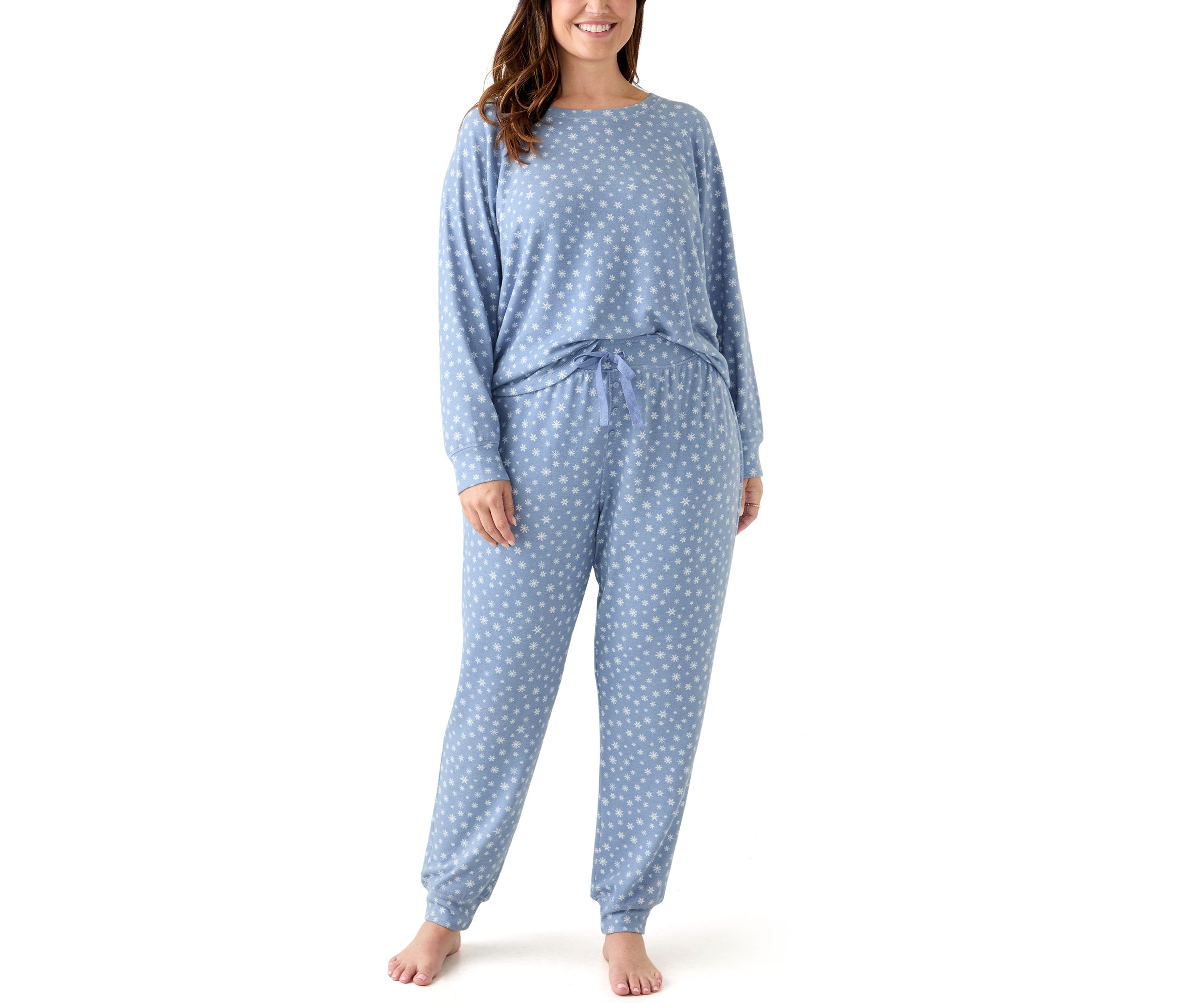 Plus Size Long Sleeve Brushed Knit Pajama Set 