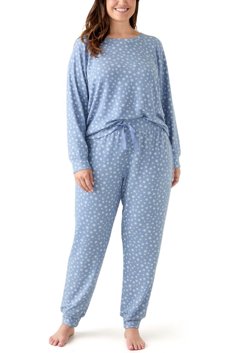 Plus Size Long Sleeve Brushed Knit Pajama Set 