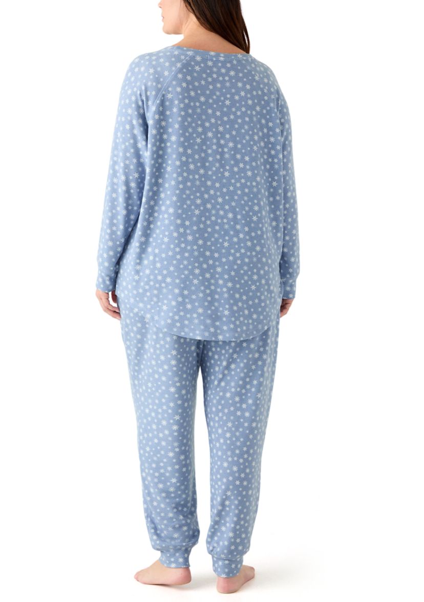 Plus Size Long Sleeve Brushed Knit Pajama Set 