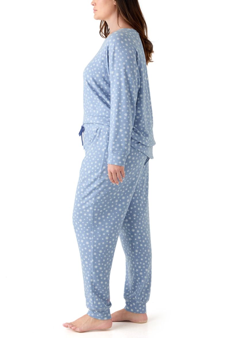 Plus Size Long Sleeve Brushed Knit Pajama Set 