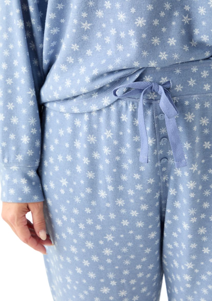 Plus Size Long Sleeve Brushed Knit Pajama Set 