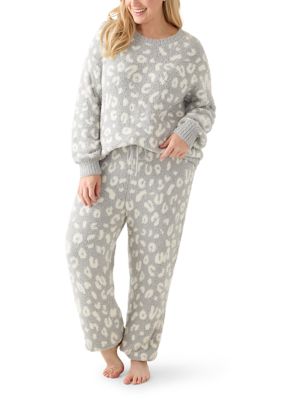 OLIVE + OAK Women's Plus Size Teddy Pajama Set, Grey, 3X