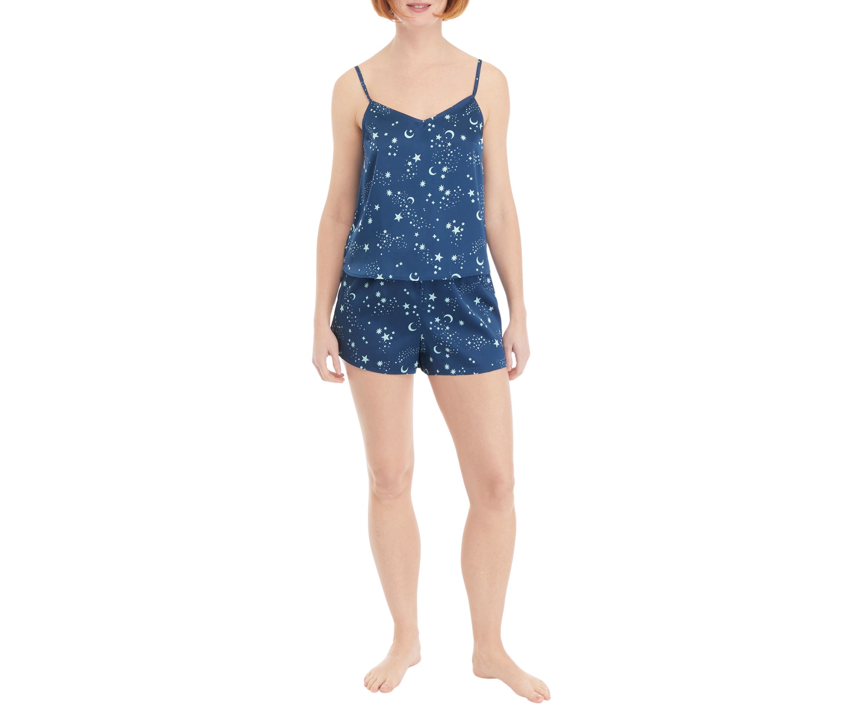 Womens Sleeveless V-Neck Tank Top and Woven Shorts Pajama Set