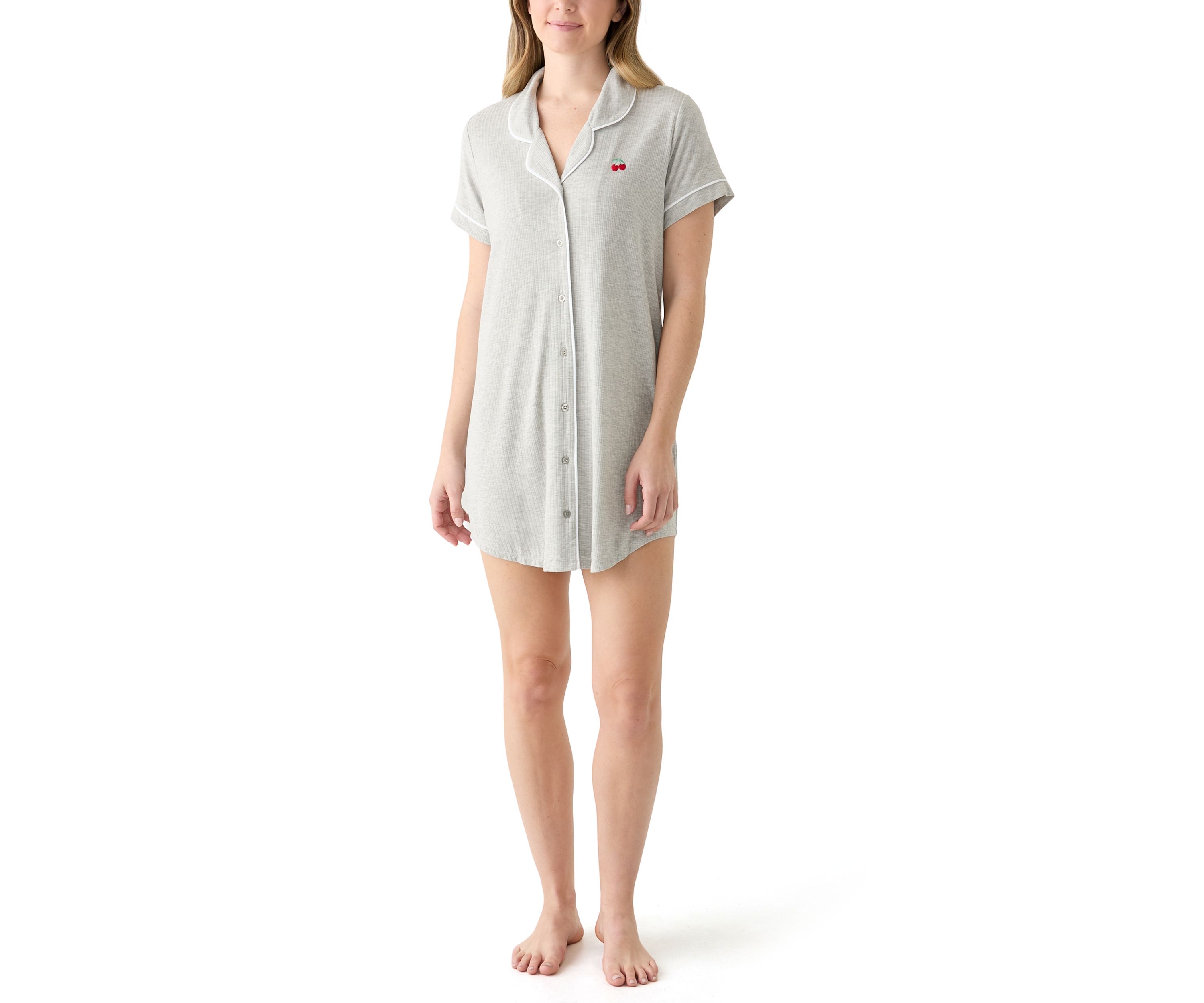 Rib Knit Notch Sleep Dress