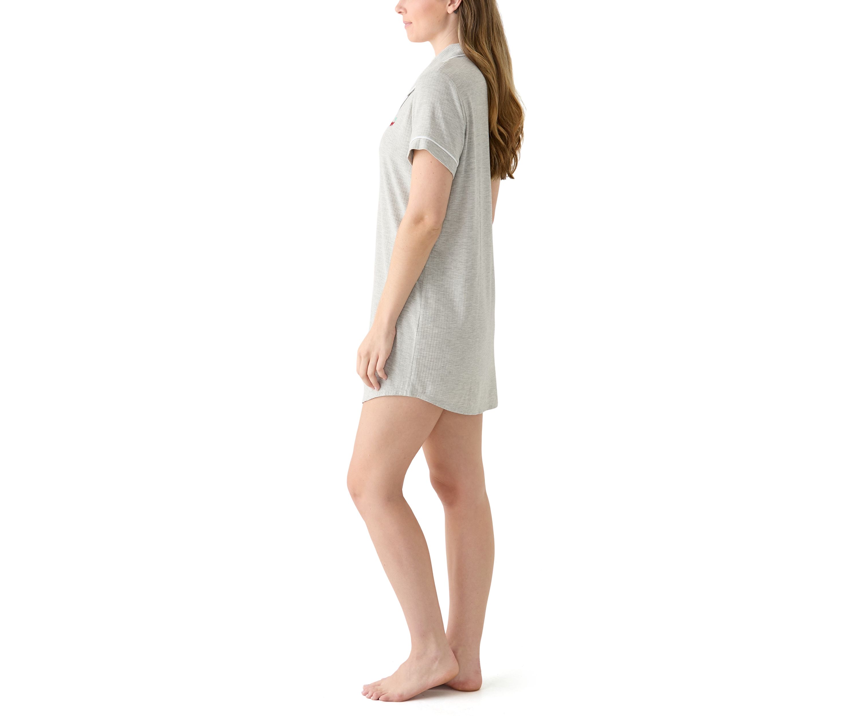 Rib Knit Notch Sleep Dress