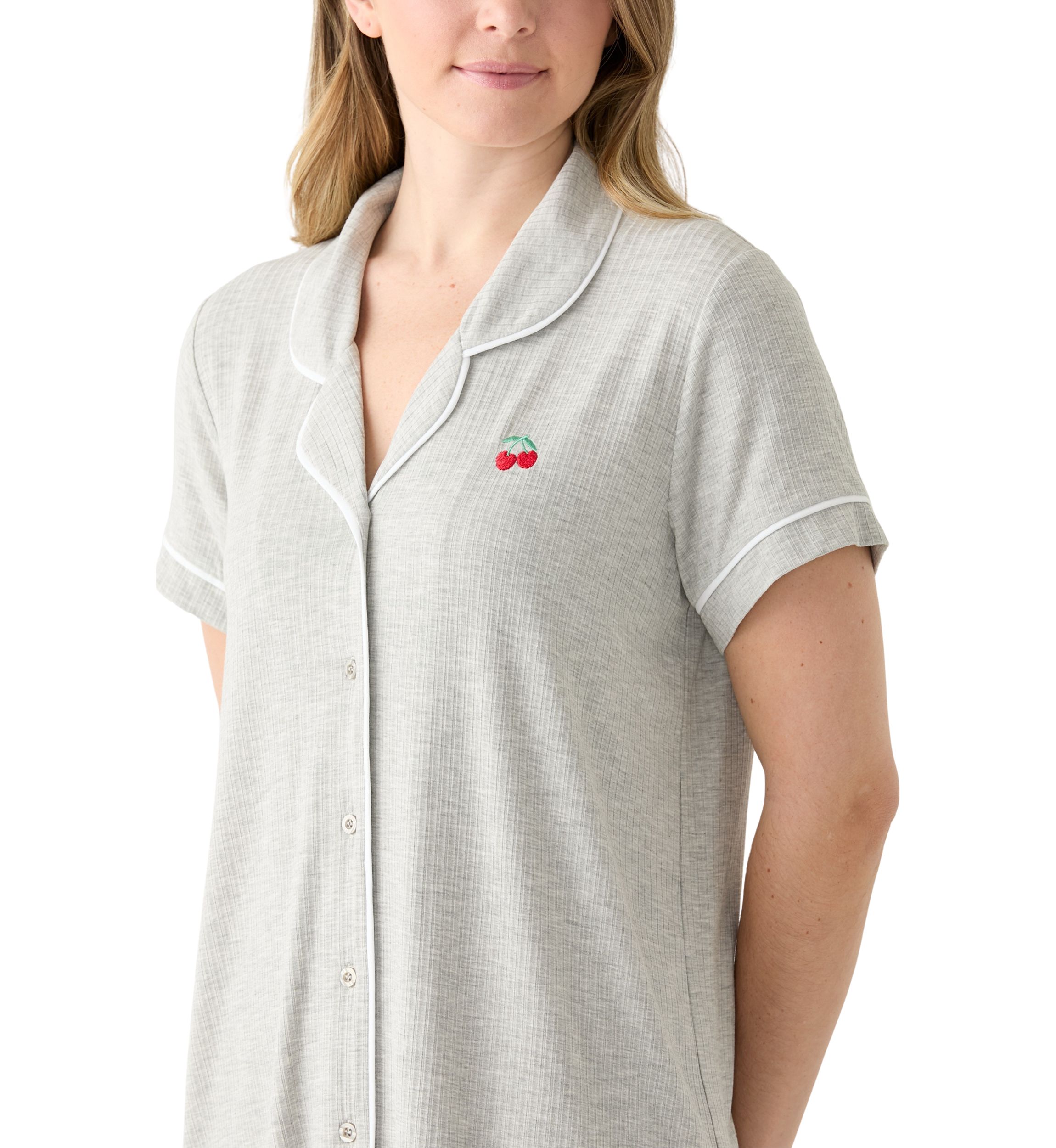Rib Knit Notch Sleep Dress