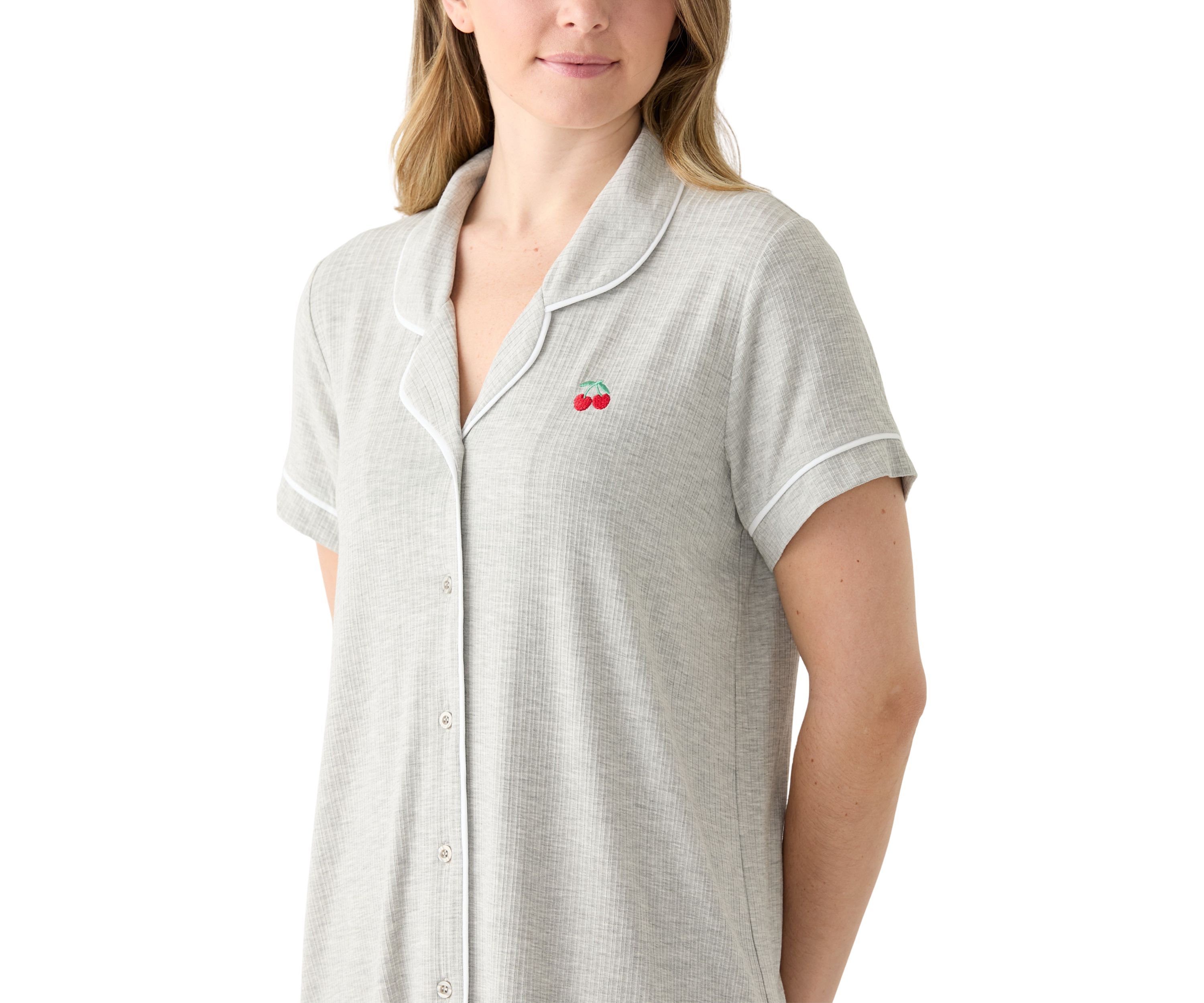 Rib Knit Notch Sleep Dress