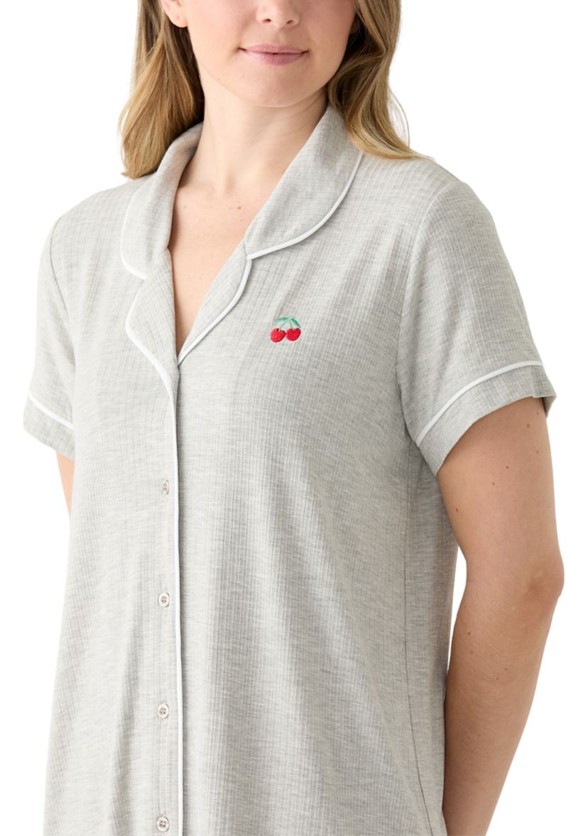 Rib Knit Notch Sleep Dress