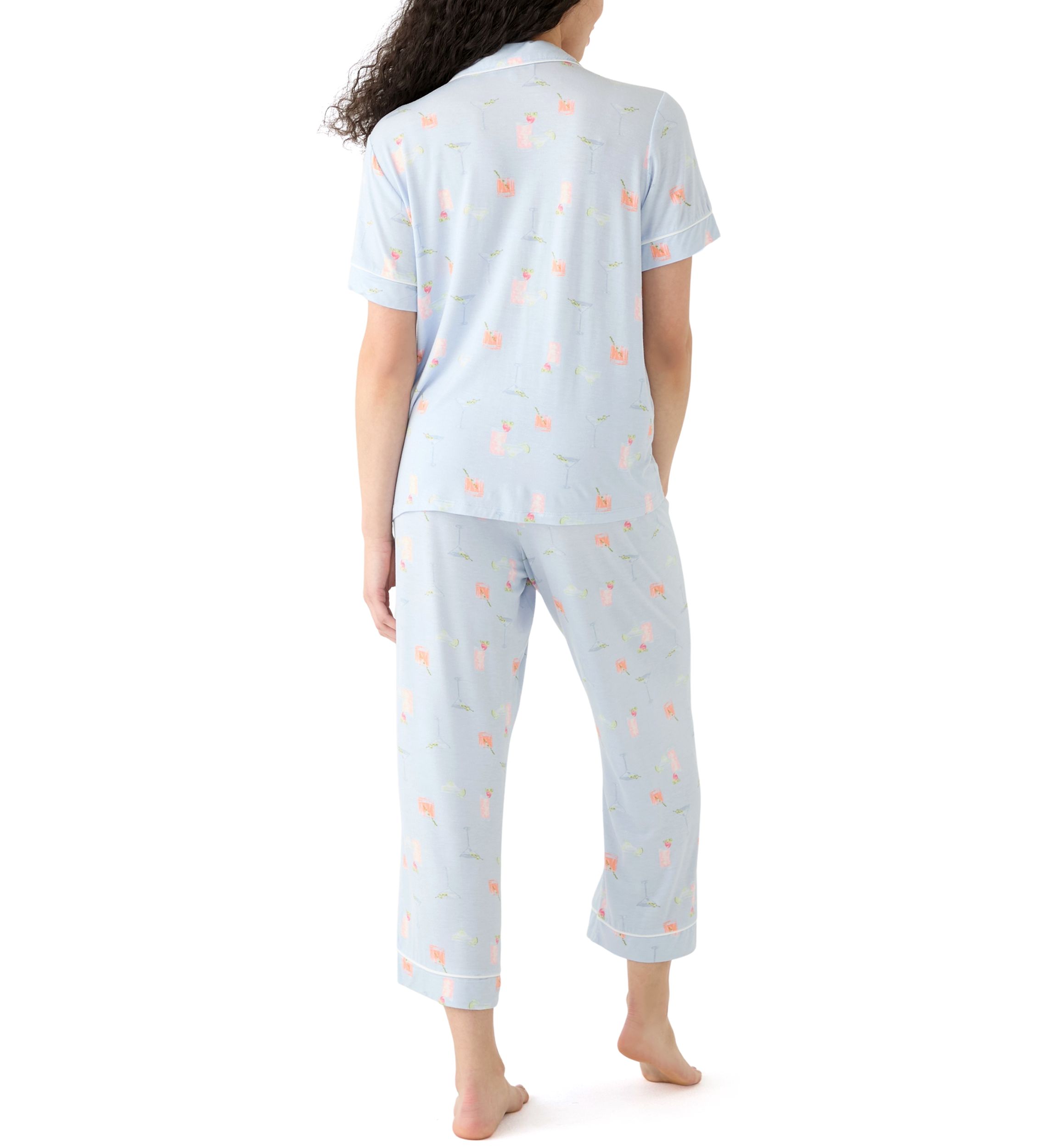 Knit Printed Notch Collar Pajama Set