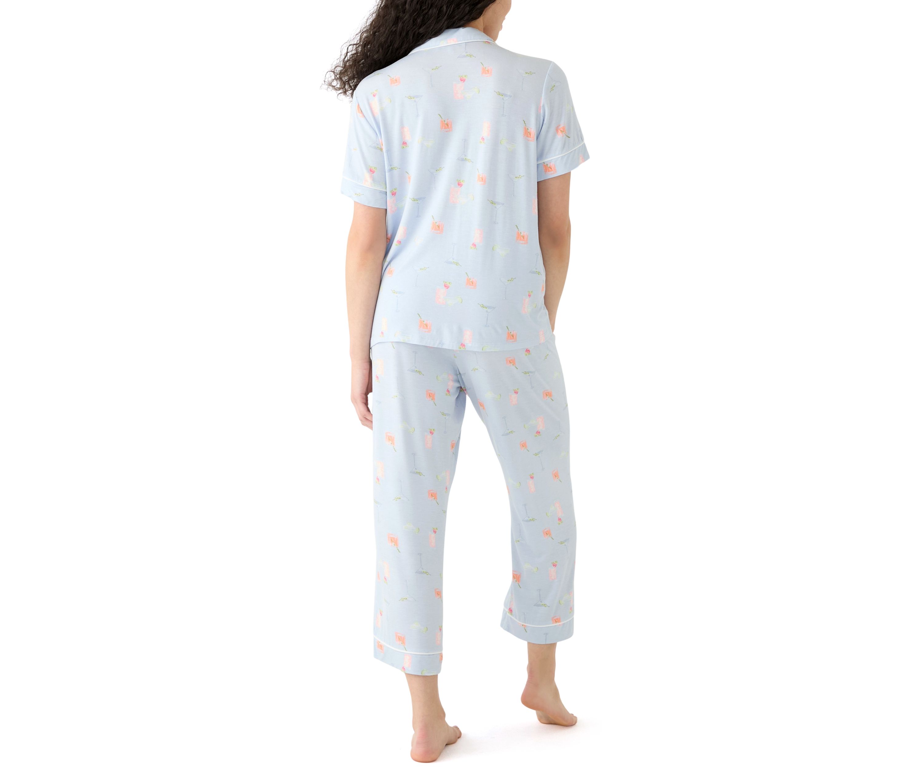 Knit Printed Notch Collar Pajama Set