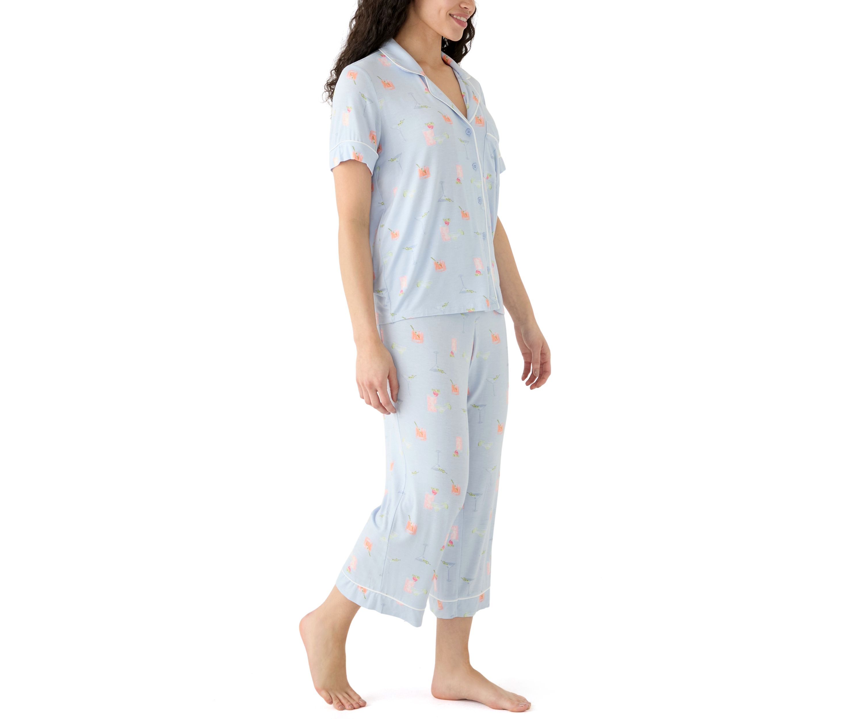 Knit Printed Notch Collar Pajama Set